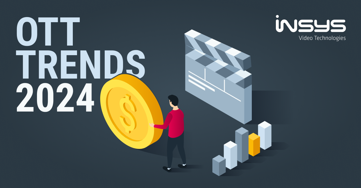 graphic with "OTT Trends 2024" text - video monetization, data